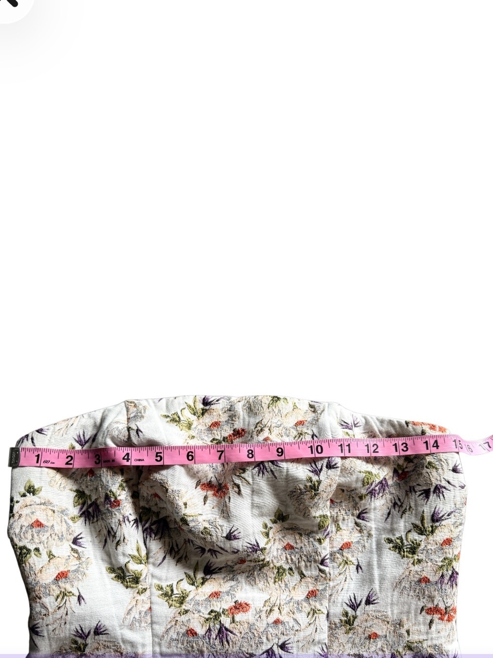 Elegant Strapless Jacquard Floral Midi Dress in Ivory-Size 4 Like New - Picture 7 of 15